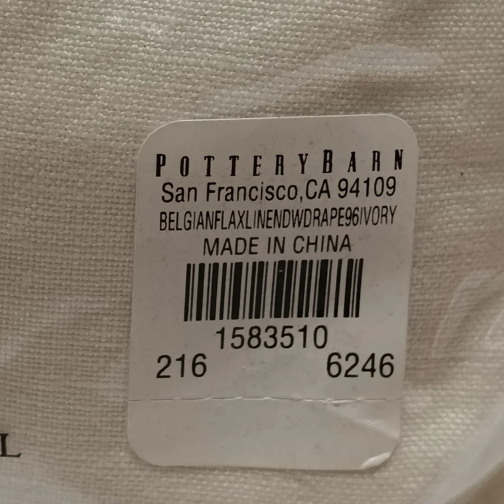 Pottery Barn Belgian Linen Lined Curtain Ivory 100